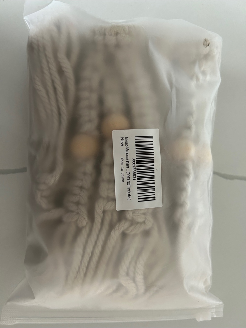 SET OF TWO BRAND NEW Beige Macramé Wall Hanging with Wooden Beads